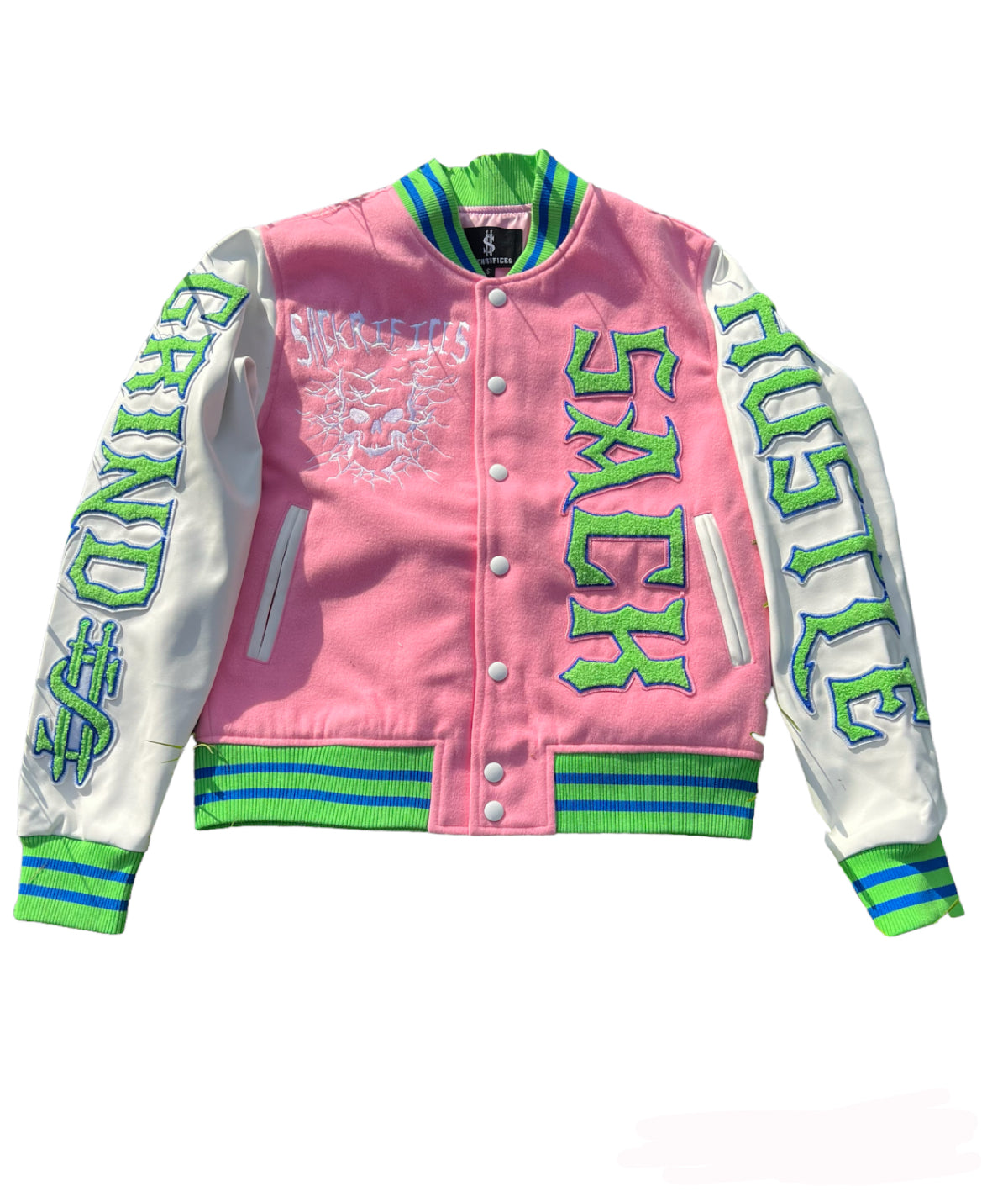 Championship Letterman Jacket - pink/green/blue